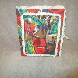 VTG Handmade NATIVE American 3 RING Notebook LEATHER Conchos PADDED Photo TEEPEE